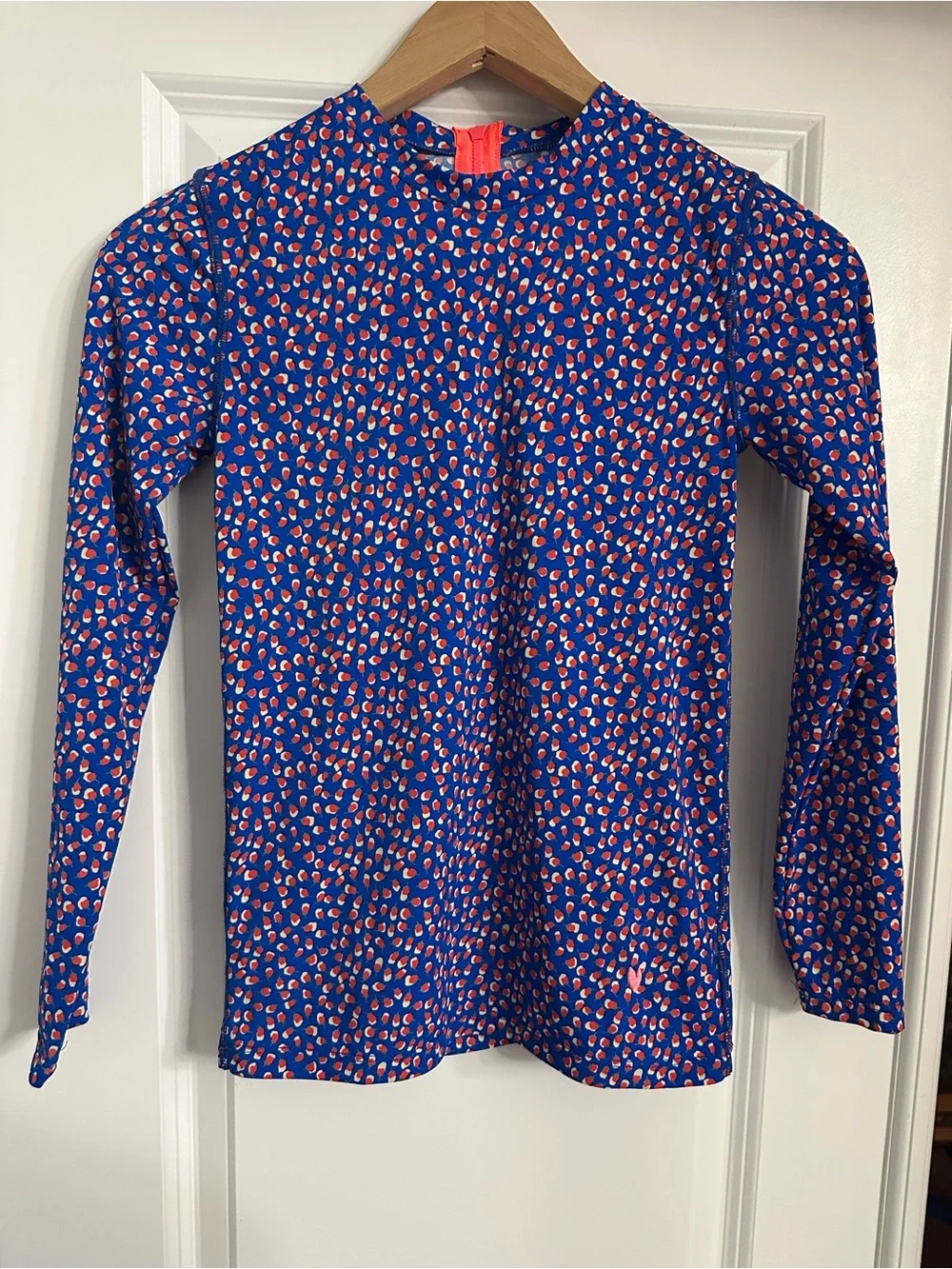 Crewcuts Girls Size 12 Blue Long-Sleeve Swim Rashguard with Flower Print